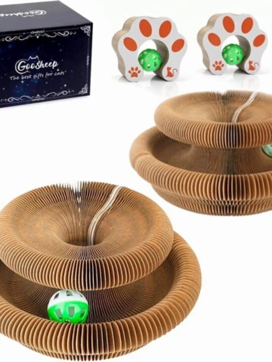 GooSheep Other - 2-in-1 Foldable Cardboard Cat Scratching Board/Mat with Ball Toy